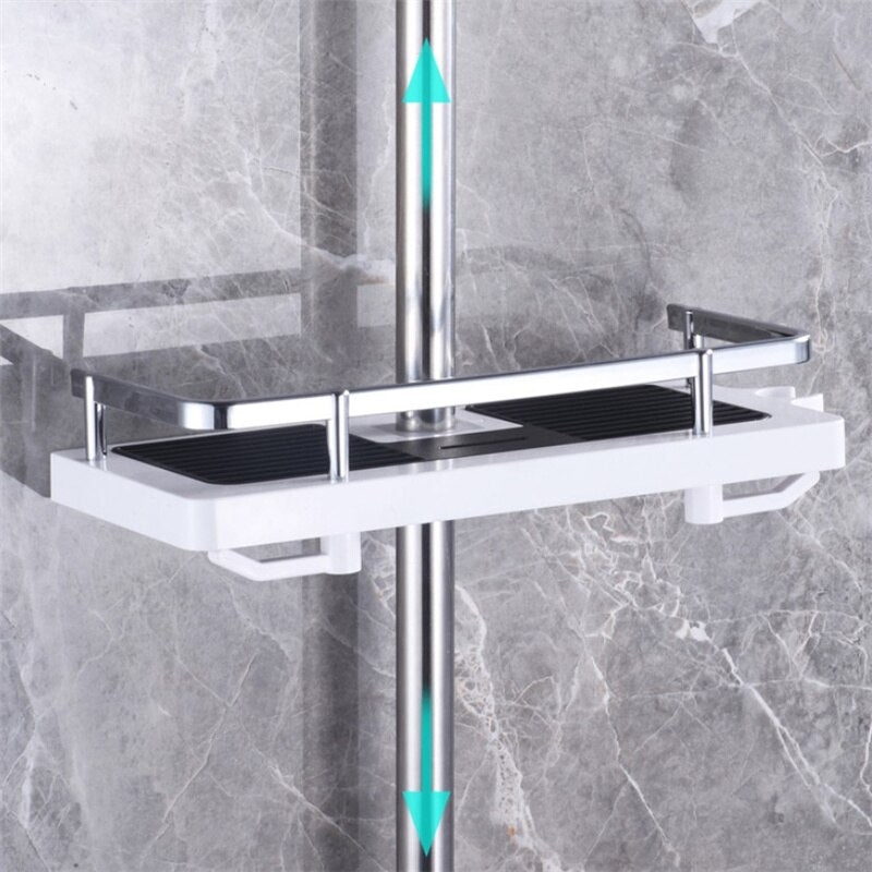 Storage shelf for shower rod