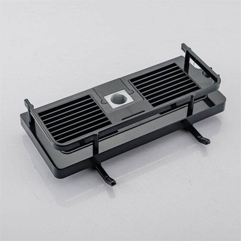 Storage shelf for shower rod