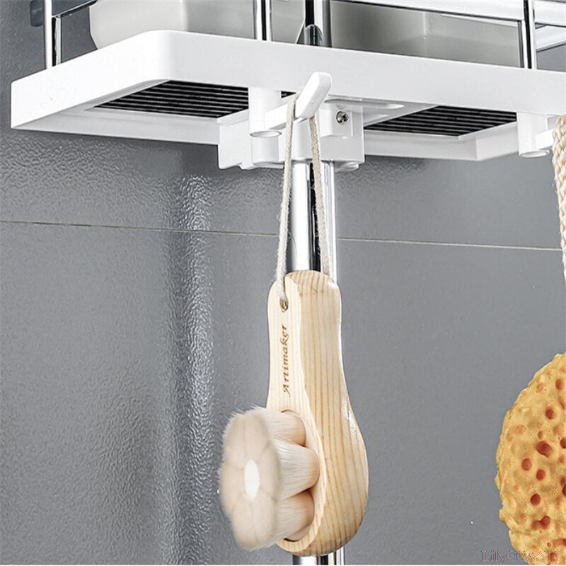 Storage shelf for shower rod